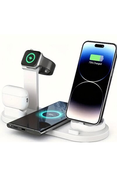 Manyetik Kablosuz 3’ü 1 Arada Hızlı Şarj Standı Akıllı Telefon Saat ve Kulaklık Şarj İstasyonu