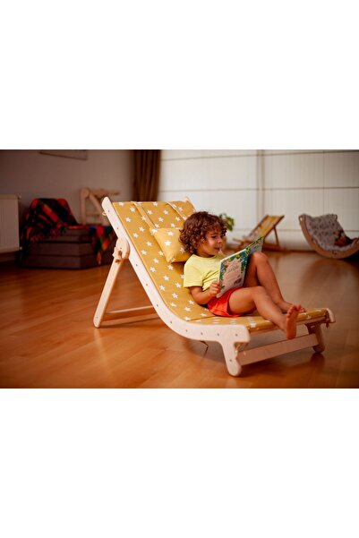 Saule Montessori Çocuk Şezlongu | Ahşap Uzanma Sandalyesi | Çocuklar için Pla...