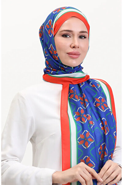 sefamerve Με σχέδιο Μαλακό Σάλι 70269-17 Πορτοκαλί μπλε κοβαλτίου