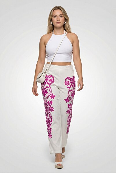 Maje Women Regular Fit Embroidered Straight Leg Pants, Multicolor