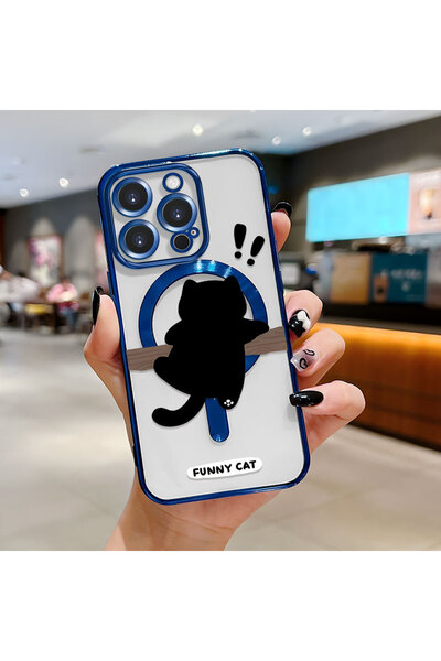 Hontinga iPhone 16 Pro Compatible Cat Pattern Transparent Soft Silicone Magsa...