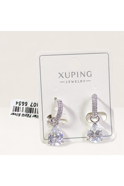 Güler Yüzlü Silver Xuping 8 mm Drop 10 mm Hoop Earrings White