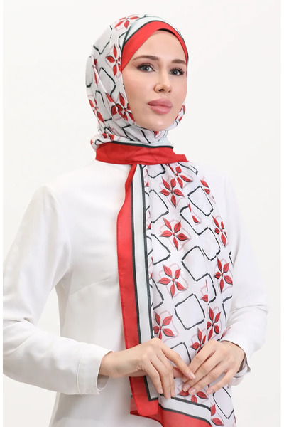 sefamerve Patterned Soft Shawl 70269-08 Red Black