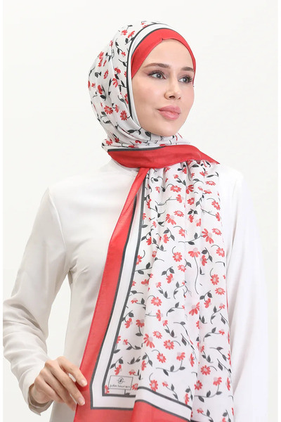 sefamerve Patterned soft shawl 70264-01 red black