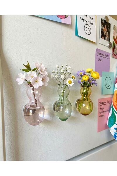 nazarboncuğu Cam Vazo Magnet El Yapımı 3lü Renkli Magnet