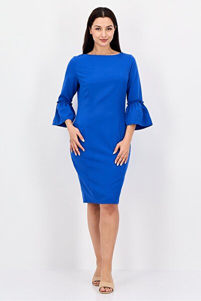 Paper Doll Women Plain Midi Dress, Blue
