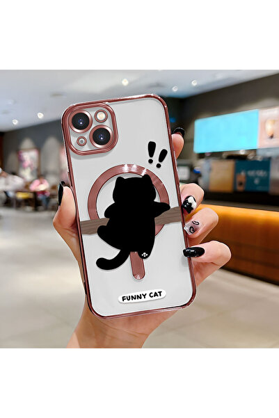 Hontinga iPhone 13 Compatible Cat Pattern Transparent Soft Silicone Magsafe W...