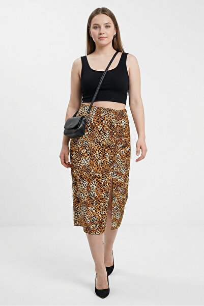 Maje Women Animal Print Midi Skirt, Multicolor