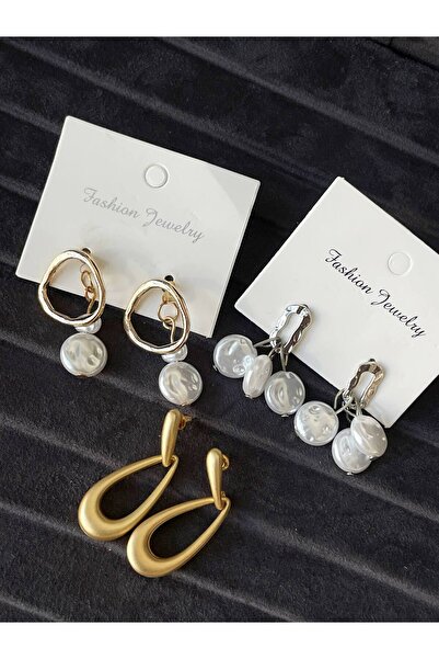 Luxiva 3 Pairs of Minimal Trend Women's Earrings Advantageous Package