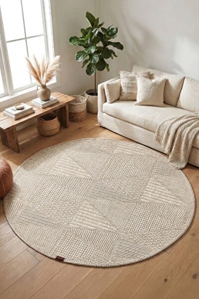 SOFT HOME Covor din iută cu tăietură rotundă, covor boem