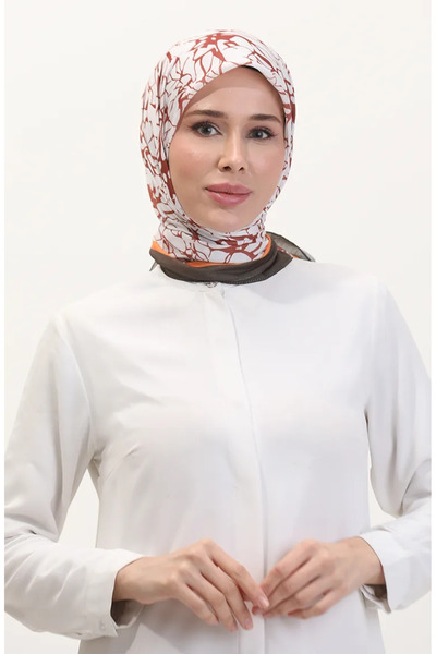 sefamerve Patterned Soft Scarf 70249-09 Dark Khaki Tan