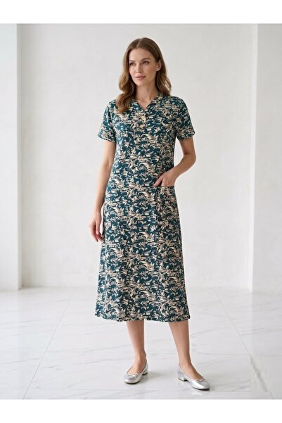 BRK Women's soft cotton nightgown with short sleeves