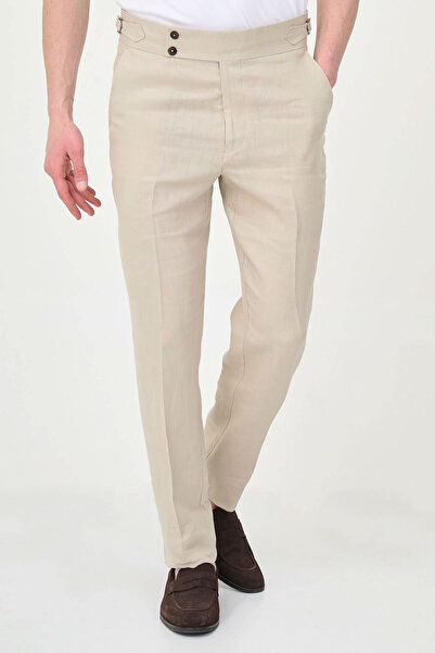 Mcr Straight slim fit curea cu cataramă 100% in Pantaloni bărbați bej - 38352...