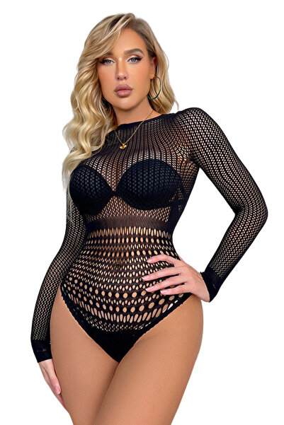 EFAYN.RO Women's sexy lingerie, bodysuit with long sleeves and bare back, uni...