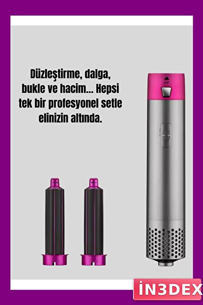 İN3DEX Hair Drying and Styling Device with 5 Different Nozzle Options
