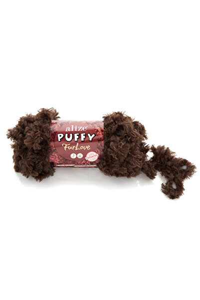 Alize Puffy Furlove Hand Knitting Yarn 493 Brown