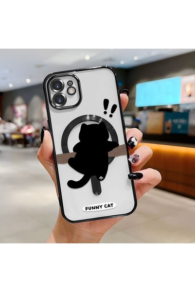 Hontinga iPhone 12 Compatible Cat Pattern Transparent Soft Silicone Magsafe W...