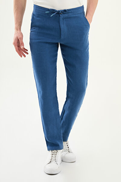 Mcr Pantaloni bărbați 100% K in cu șnur și talie elastică slim fit Indigo - 3...