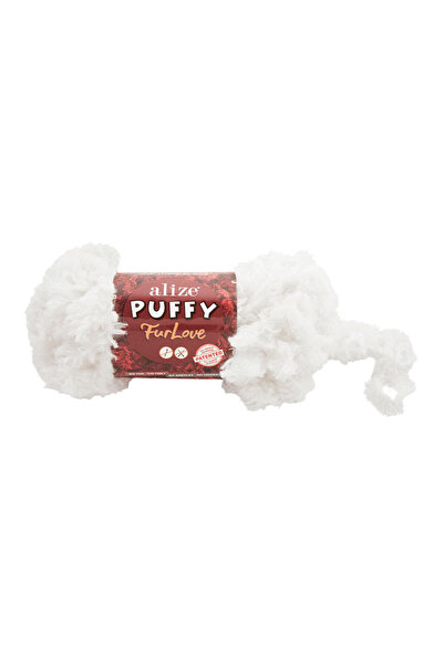 Alize Puffy Furlove Hand Knitting Yarn 55 White
