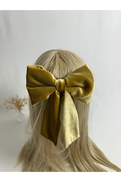 MegssStore Yellow Velvet Bow Automatic Buckle