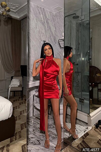 eyyo atelier Mini Saten Gece Elbisesi Mezuniyet Elbisesi