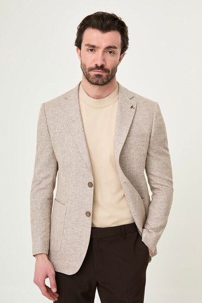 Mcr سترة رجالية من Kırçıllı قصة ضيقة Mono Yaka Torba Pocket باللون الجملي - 4...