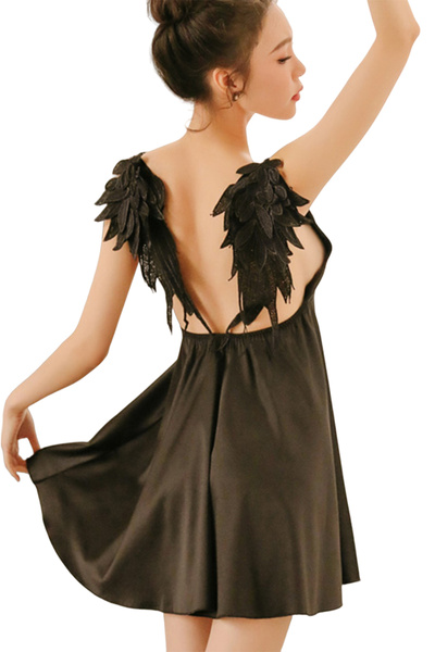 EFAYN.RO Women's sexy lingerie, short dress, angel wings pattern, universal s...