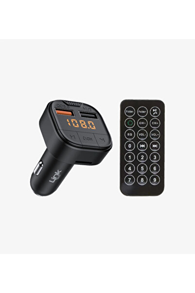 Linktech FM Transmitter Kumandalı - Premium 18W Üç Girişli 5.0 Bluetooth FM T...