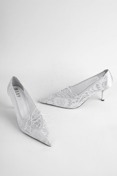 MARY Evening Dress Shoes Heeled Shoes Lace Heeled Engagement Shoes Stiletto S...