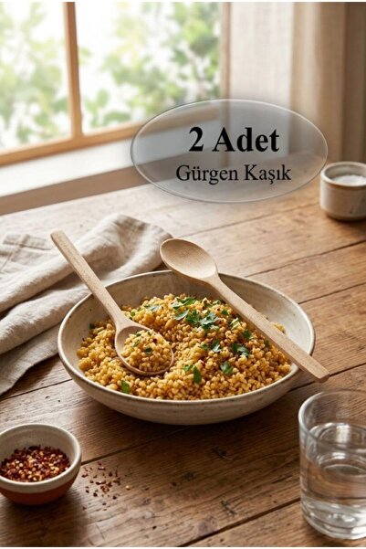 TARIK HOME طقم ملاعق تقديم من خشب الدردار الطبيعي - 28 سم. ملعقة تقديم، مقاوم...