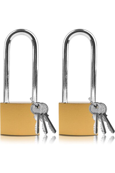 Lamondre 2 Pcs Heavy Duty Long Shackle Padlocks with Keys Keyed Alike for 38mm