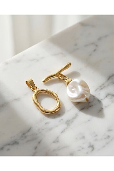 LUMİAAURA YEŞİL ALTIN KAPLAMA ÇIKARILABİLİR GERÇEK BAROK İNCİ DETAYLI KOLYE UCU