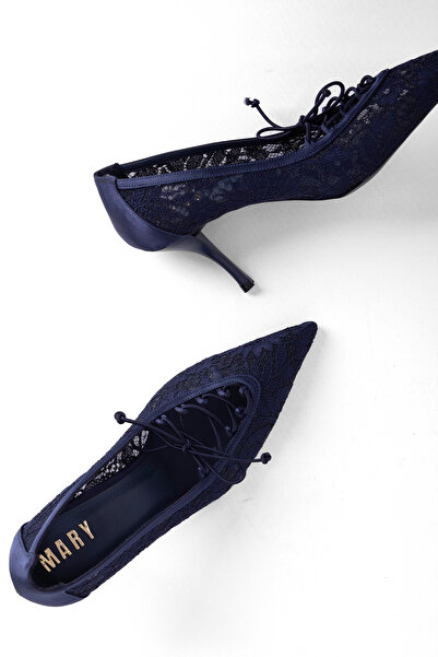 MARY Evening Dress Shoes Heeled Shoes Lace Heeled Engagement Shoes Stiletto S...