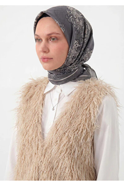 Silk Home Φουλάρι Βισκόζης Βελόρα Τεσσάρων Εποχών Μπαρόκ με Φλοράλ Σχέδιο Γκρ...