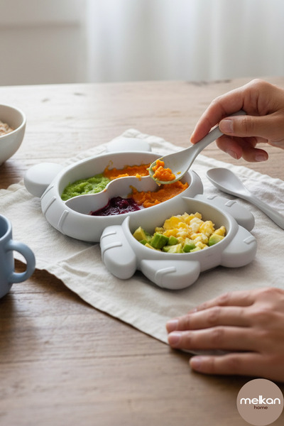 Melkan Home Ayıcıklı Çocuk Yemek Takımı – 500 ml Tabldot Tabak + Çatal Kaşık ...