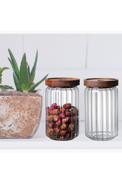 Home Box طقم برطمانات تخزين زجاجية محكمة الإغلاق من قطعتين من زجاج البوروسيلي...