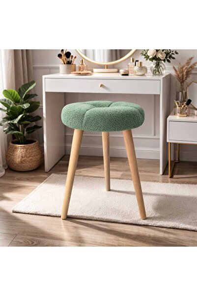 MervishDecor Ahşap Ayak Dekoratif Baklava Desenli Puf Tabure Bench Koltuk San...