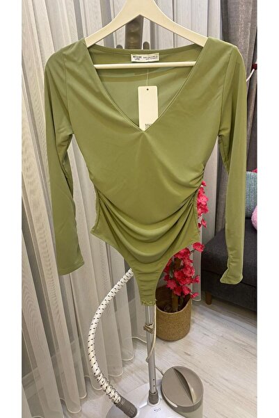 nutika Yan Ruched Snap Fastener Bodysuit