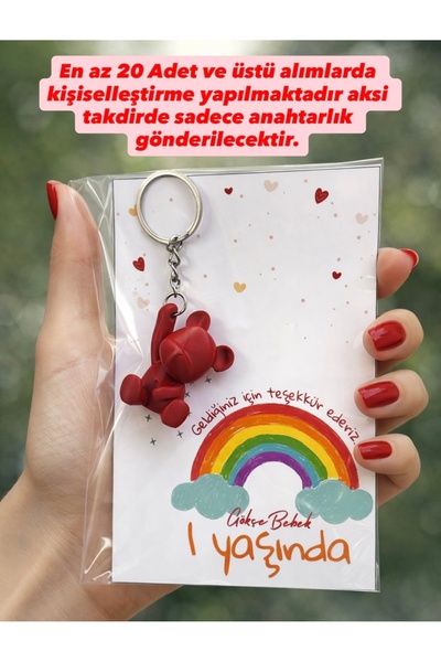 FİORE HEDİYELİK Bebek Hediyelik | 10 Adet Renkli Ayıcık Anahtarlık | 1 Yaş Do...