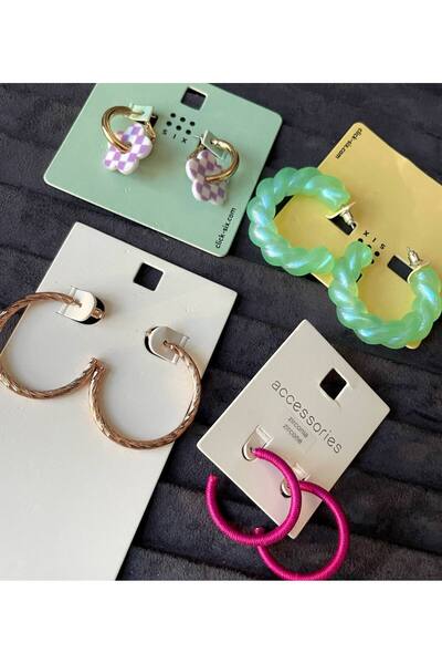 Luxiva 4 Pairs of Colorful Minimal Trend Earrings Set Advantageous Package
