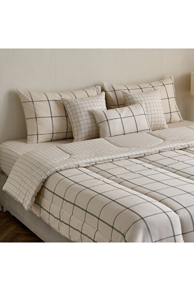 Home Box طقم لحاف فالنسيا غرافين من قطن مطبوع ، 7 قطع، مقاس كينج - 220×240 سم