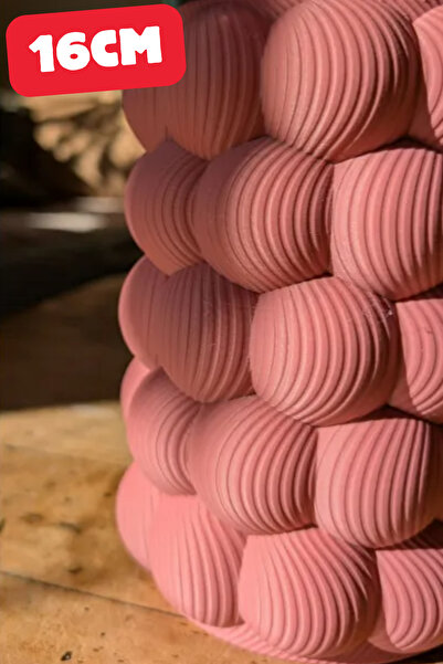 Genç 3D Ahududu Dokulu Dekoratif Vazo 16cm - Estetik Geometrik Tasarım | Mode...