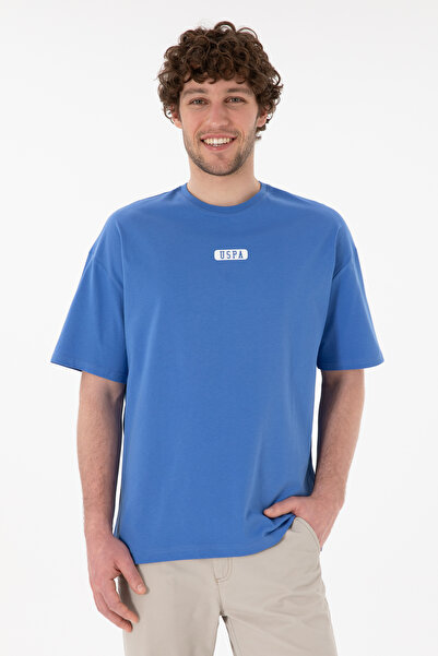 U.S. Polo Assn. Tricou Bărbați Albastru Cu Guler Rotund Și Print USPA Oversize