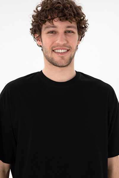 U.S. Polo Assn. Tricou Bărbați Negru Cu Guler Rotund Oversize