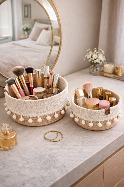 bayram taşcıoğlu home desing 2 Adet Düzenleyici Dekoratif Hasır Sepet