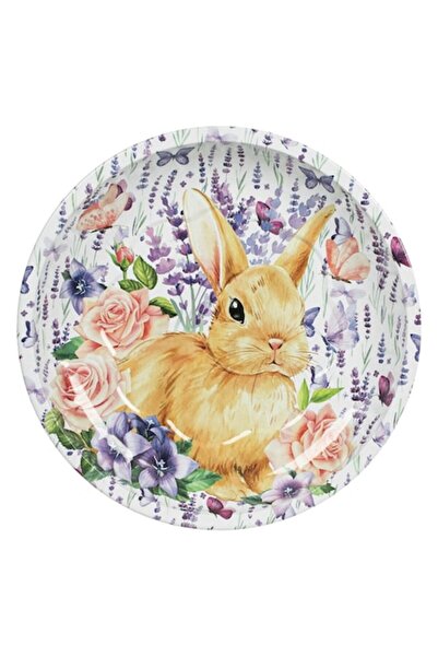 OEM Easter Decorative Plate, Bunny and Flowers Design, 20cm