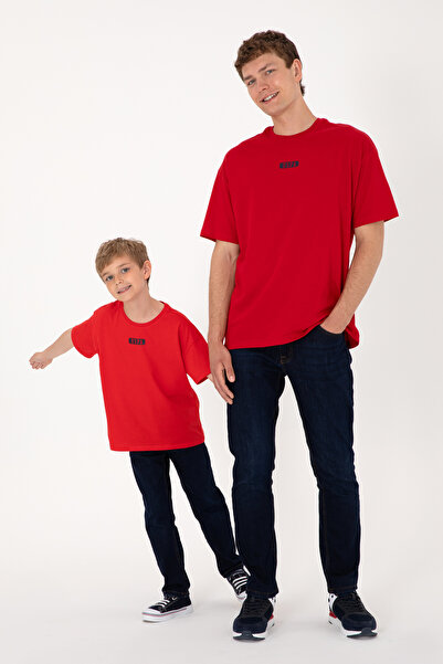 U.S. Polo Assn. Tricou Bărbați Roșu Cu Guler Rotund Și Print USPA Oversize