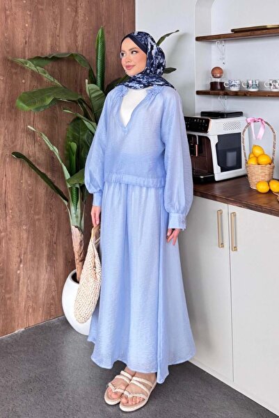 Şulemoda Giyim Soft Skirt Suit Blue