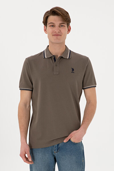 U.S. Polo Assn. Polo Shirt men's brown collared with logo details Embroidered