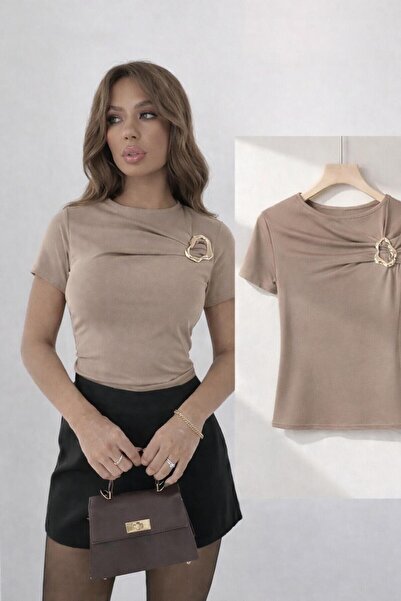 peri tower SEZON NOU Bluză cu mânecă scurtă Sandy, cu detaliu la piept, din n...